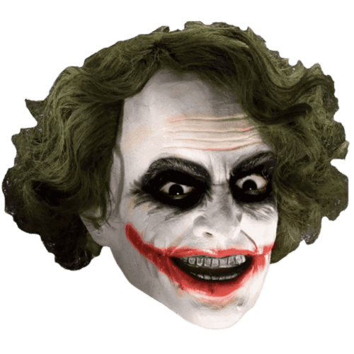 Joker 3/4 latex mask with hair from movie Dark Knight