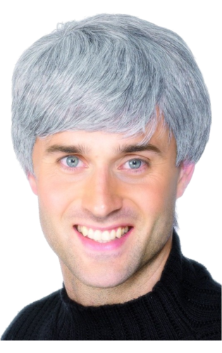 Short mens realistic modern wig grey - Halloween
