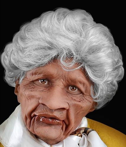 Old lady mask old woman moving mouth mask - REALISTIC