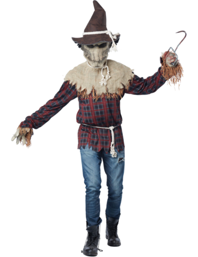 costume de scarecrow et le masque avec la bouche en mouvement