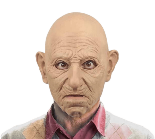 Old man mask wrinkly bald flexible old man - REALISTIC