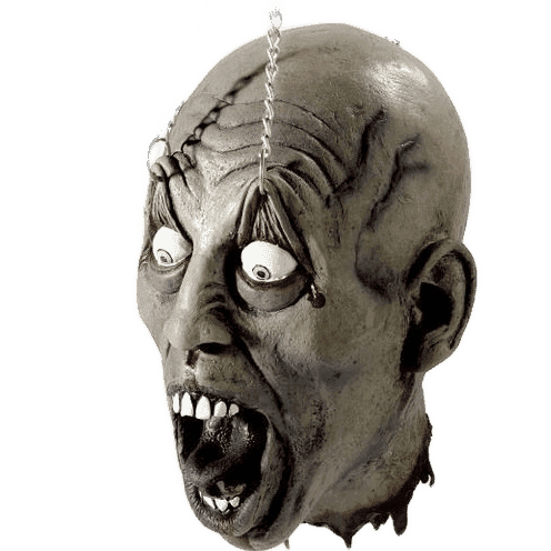 Severed head gory prop realistic gory hanging head