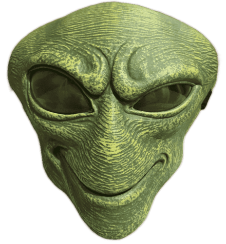 Mascarilla de plástico duro extraterrestre OVNI verde máscara