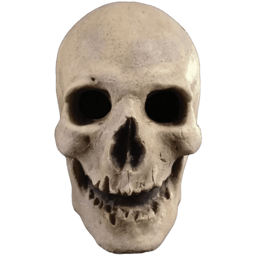 Crâne antique et masque blanc d'horreur Crâne antique