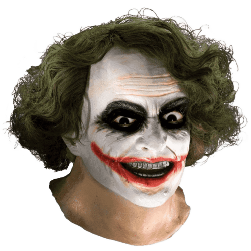 Maschera Joker deluxe in lattice con capelli Dark Knight
